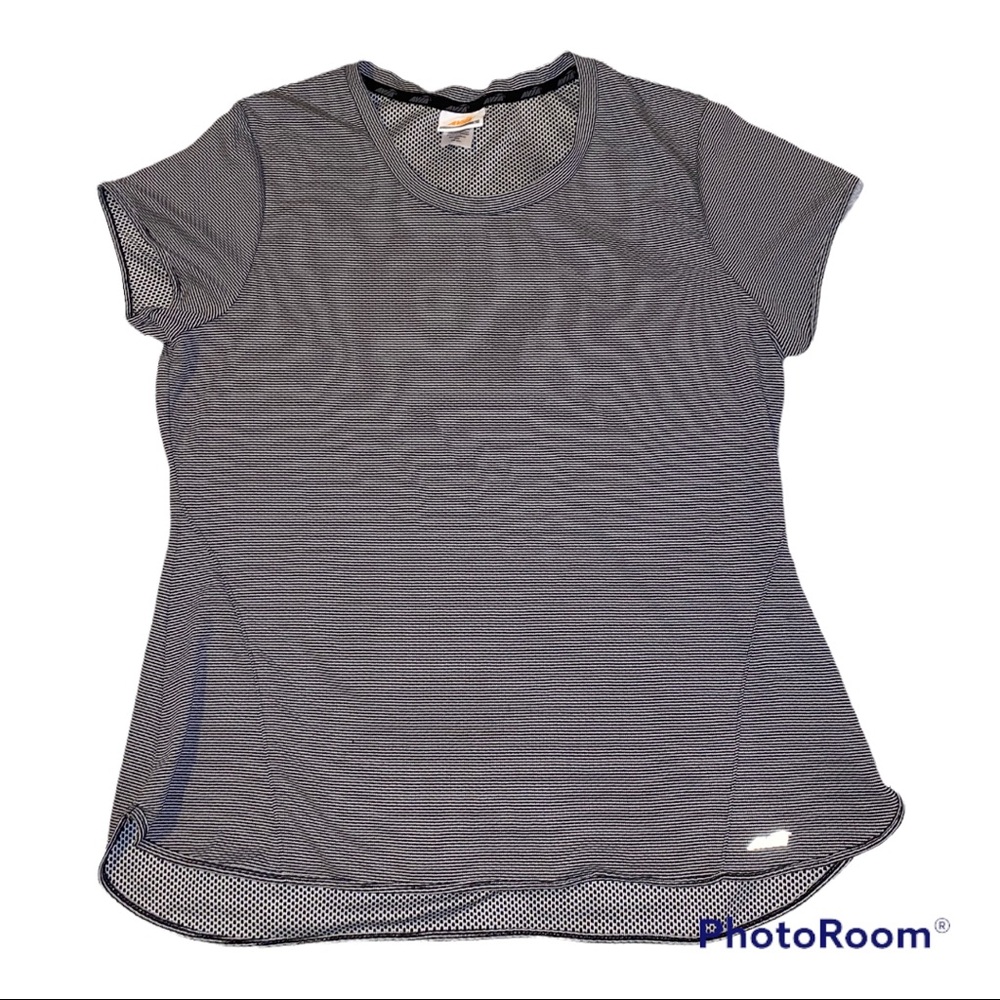 Avia Active Short Sleeve Gray Stripes Size Large